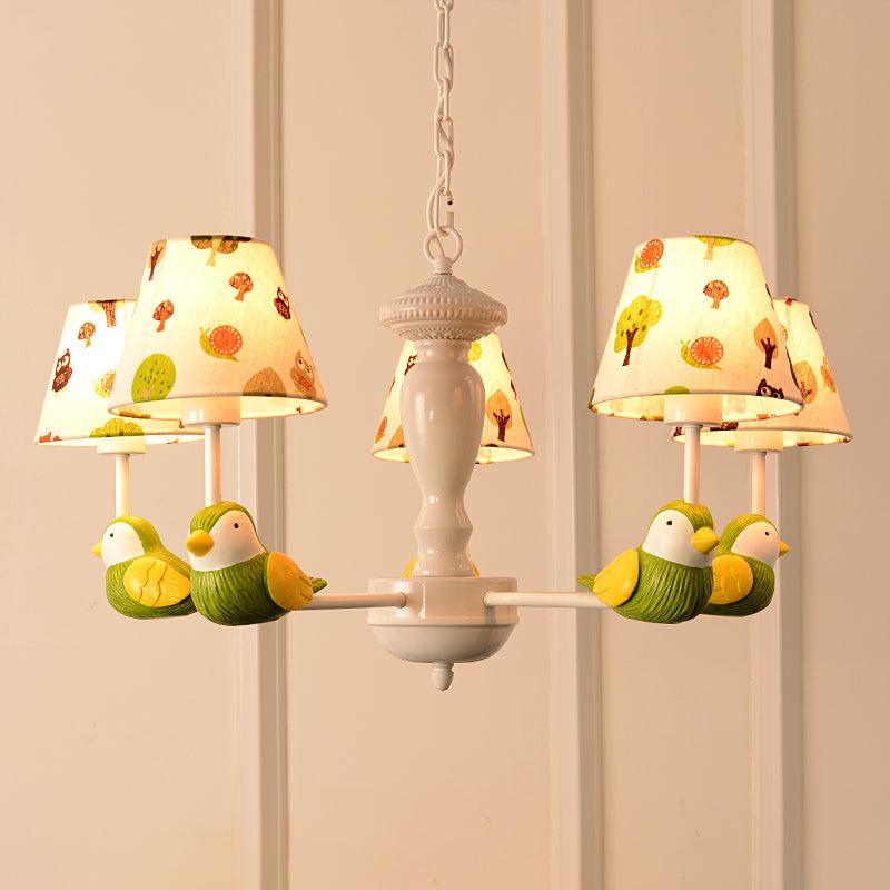 Green Bird Pendant Light with Tapered Shade Rustic Chandelier - Rebooters