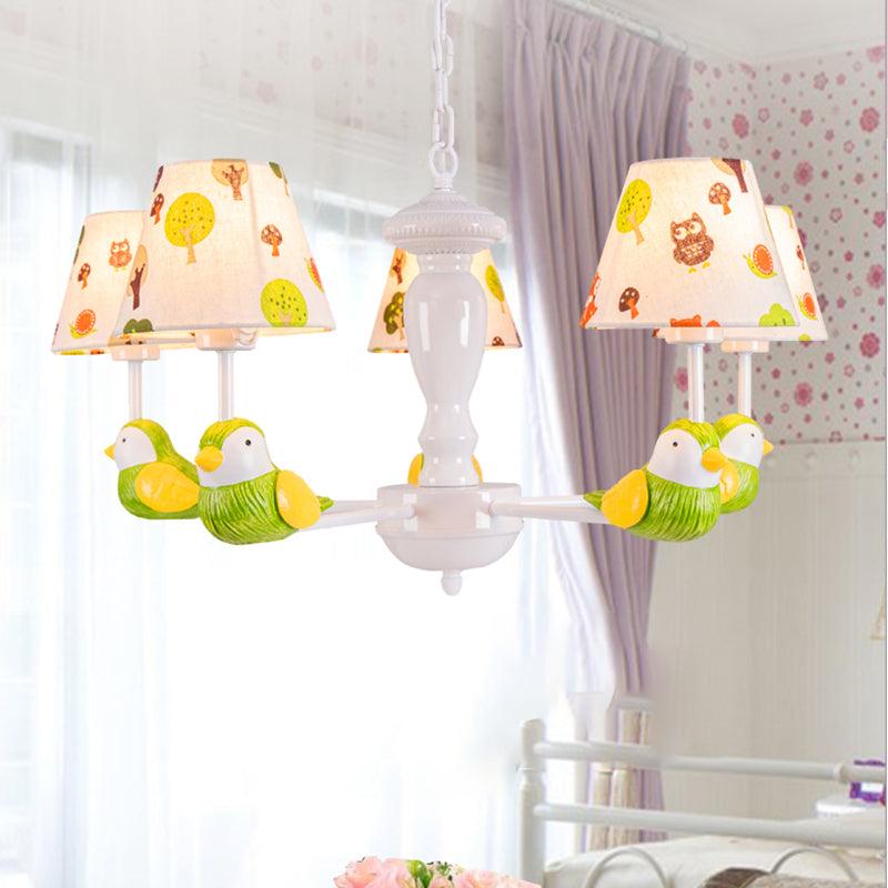 Green Bird Pendant Light with Tapered Shade Rustic Chandelier - Rebooters