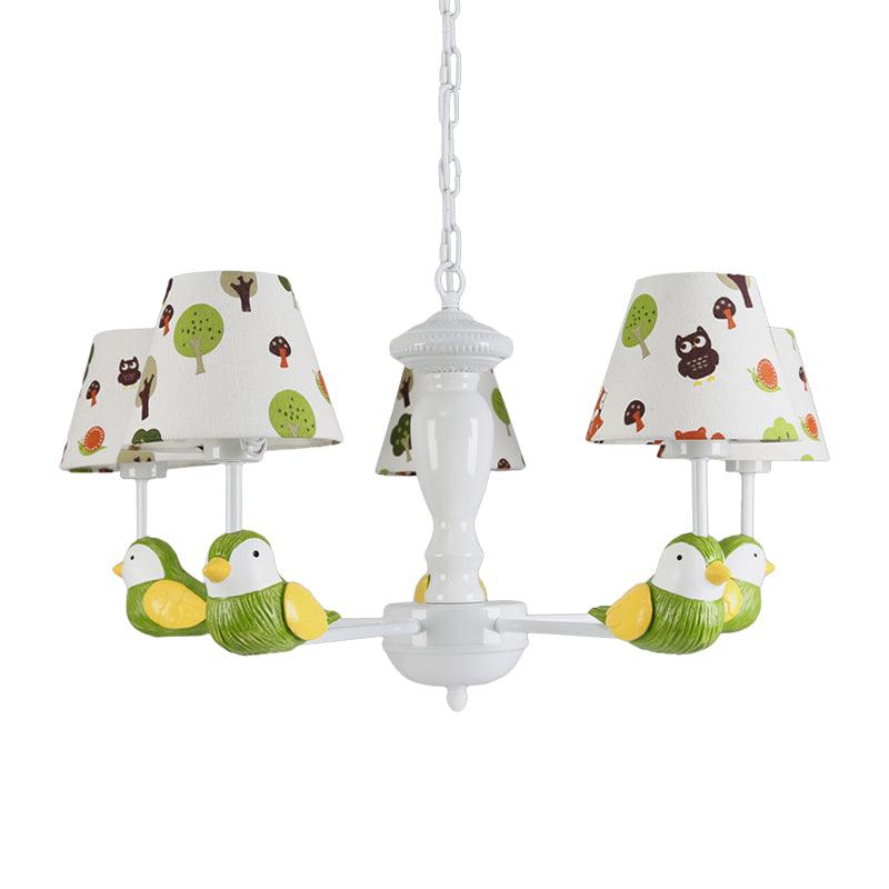 Green Bird Pendant Light with Tapered Shade Rustic Chandelier - Rebooters