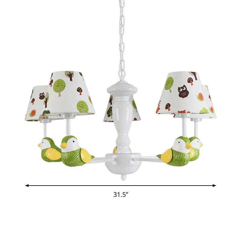 Green Bird Pendant Light with Tapered Shade Rustic Chandelier - Rebooters