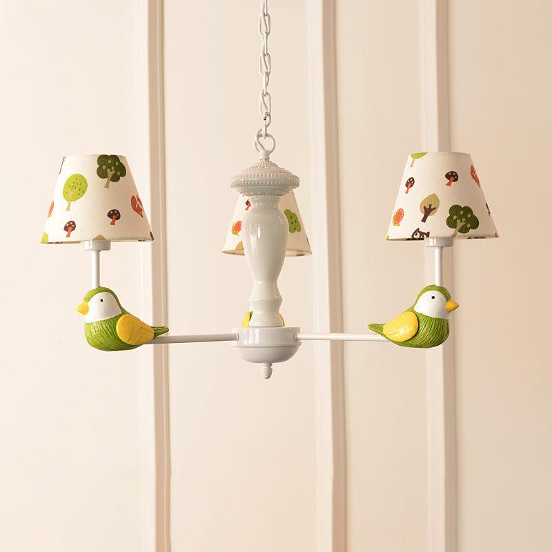Green Bird Pendant Light with Tapered Shade Rustic Chandelier - Rebooters