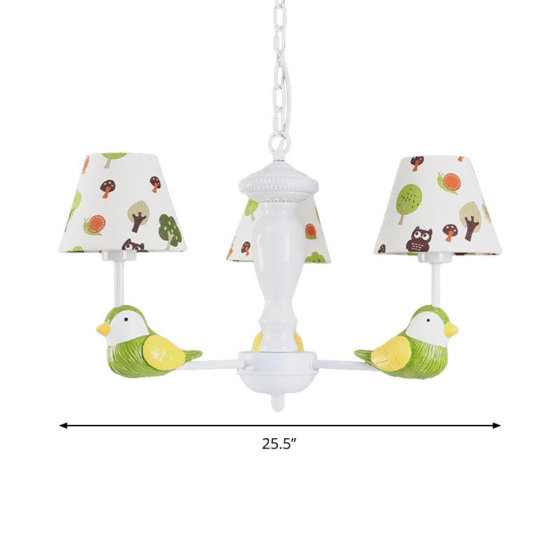 Green Bird Pendant Light with Tapered Shade Rustic Chandelier - Rebooters