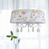 Drum Shade Pendant Light with Clear Crystal Modern Metal Chandelier in White - Rebooters