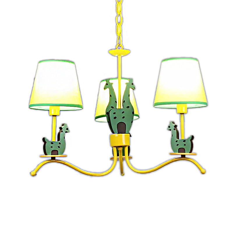 Wood Giraffe Chandelier Light with Tapered Shade Yellow - Rebooters