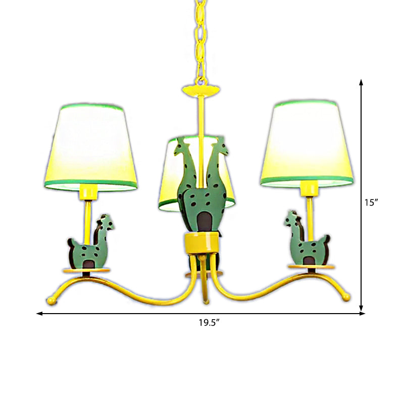 Wood Giraffe Chandelier Light with Tapered Shade Yellow - Rebooters