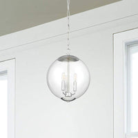 3-Light Pendant Light with Globe Shade Clear Glass Chandelier - Rebooters
