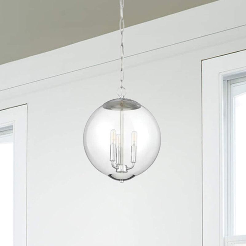 3-Light Pendant Light with Globe Shade Clear Glass Chandelier - Rebooters