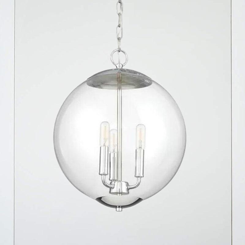 3-Light Pendant Light with Globe Shade Clear Glass Chandelier - Rebooters