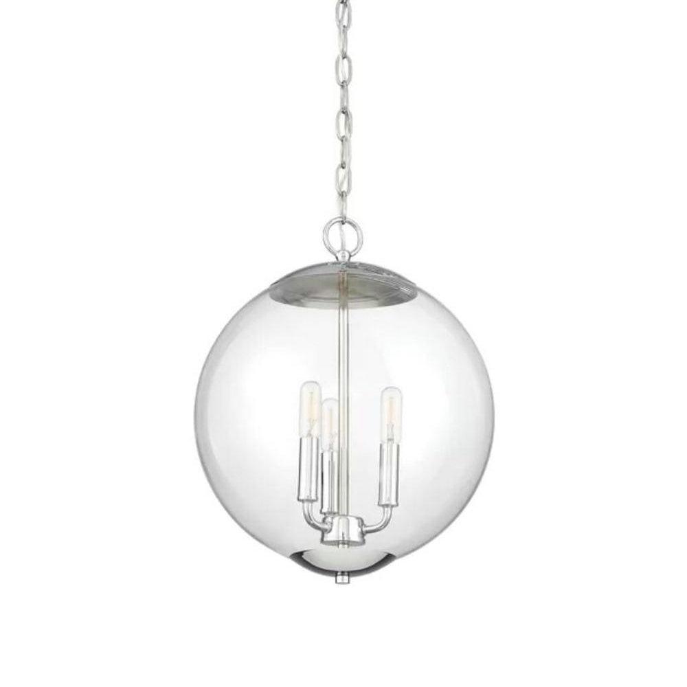 3-Light Pendant Light with Globe Shade Clear Glass Chandelier - Rebooters