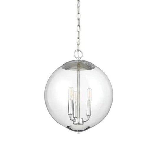 3-Light Pendant Light with Globe Shade Clear Glass Chandelier - Rebooters