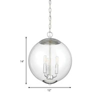 3-Light Pendant Light with Globe Shade Clear Glass Chandelier - Rebooters
