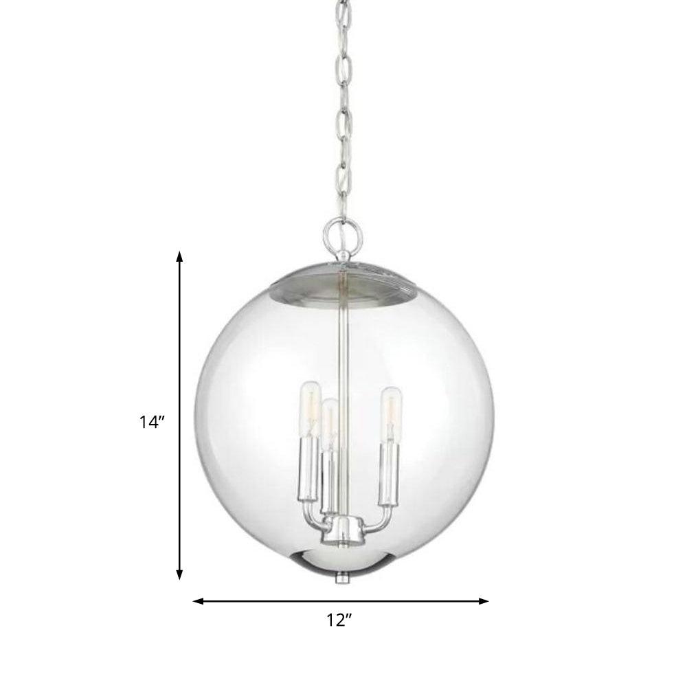 3-Light Pendant Light with Globe Shade Clear Glass Chandelier - Rebooters