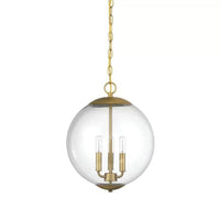 3-Light Pendant Light with Globe Shade Clear Glass Chandelier - Rebooters