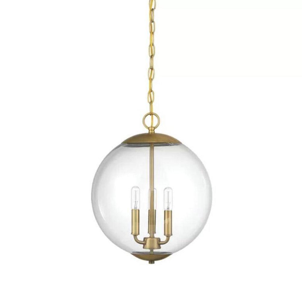3-Light Pendant Light with Globe Shade Clear Glass Chandelier - Rebooters