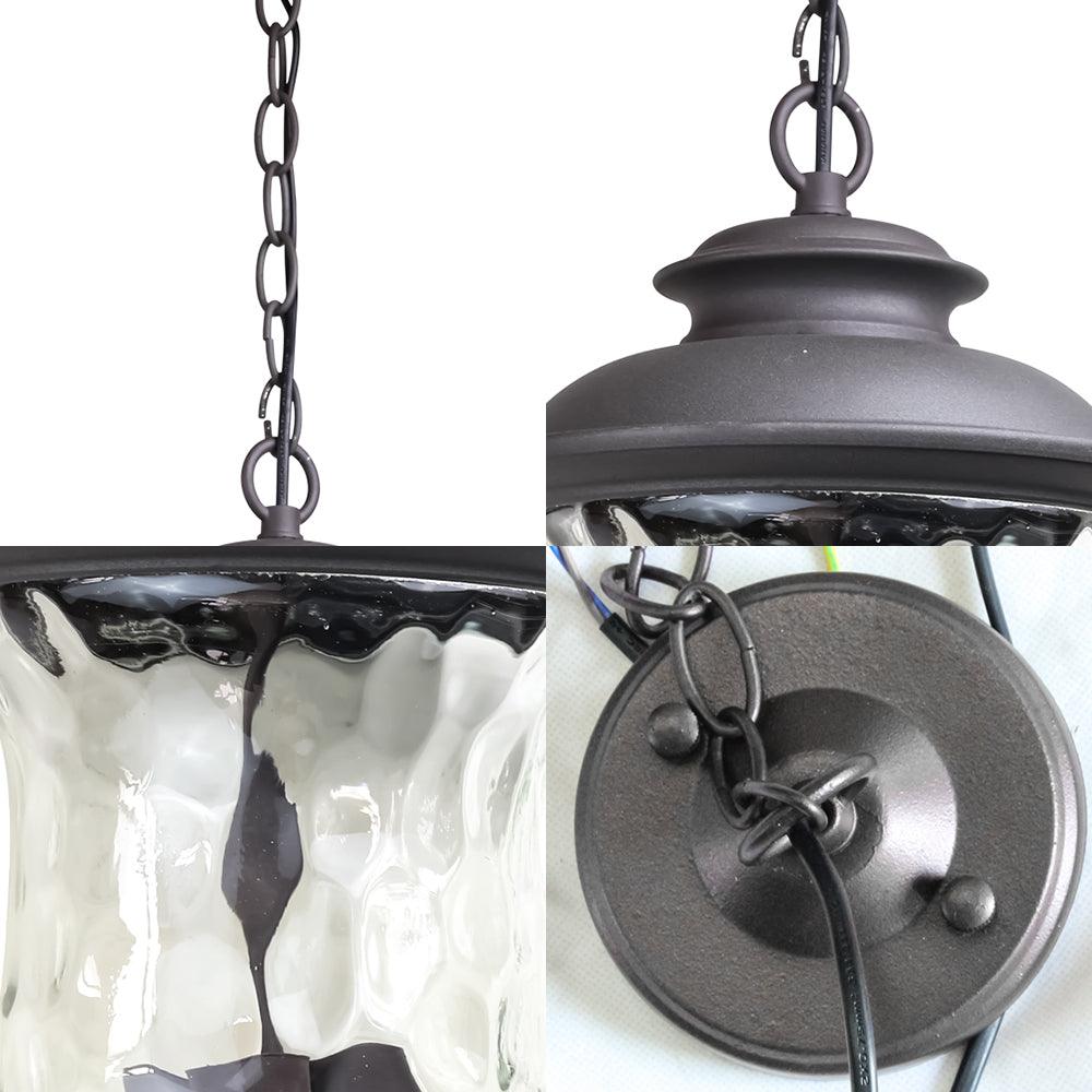 3-Light Pendant Light with Dimpled Glass Shade Dark Gray - Rebooters