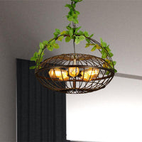 5 Bulbs Metal Pendant Chandelier Industrial Black Basket Cage Shade Lamp - Rebooters