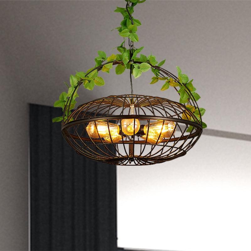 5 Bulbs Metal Pendant Chandelier Industrial Black Basket Cage Shade Lamp - Rebooters