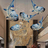Art Deco 1 Head Pendant Light Kit Blue Carp Ceiling Light - Rebooters