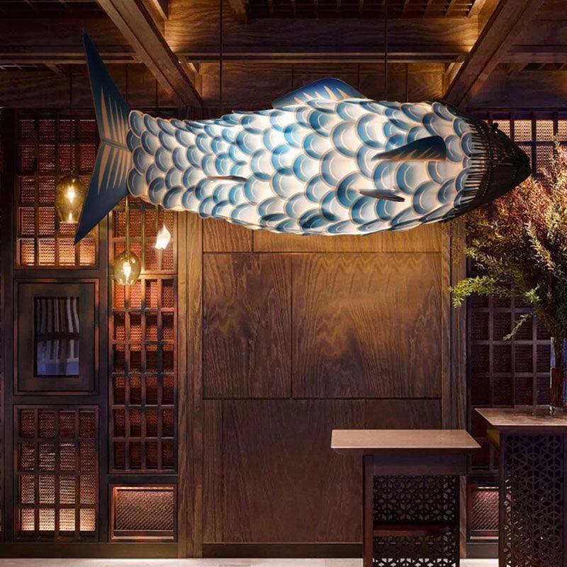 Art Deco 1 Head Pendant Light Kit Blue Carp Ceiling Light - Rebooters