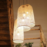 Bamboo Elongated Pendant Chandelier Asian 2 Lights Wood Lamp - Rebooters