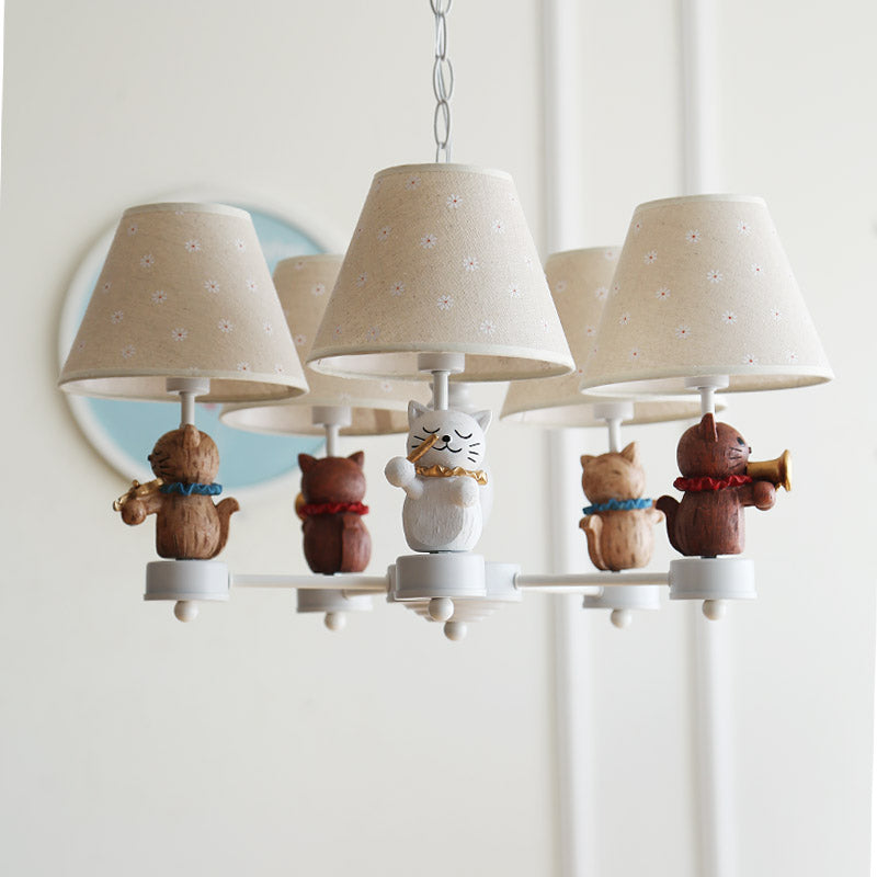 Nordic Style Chandelier with Pet Cat 5 Lights Metal Hanging Light - Rebooters