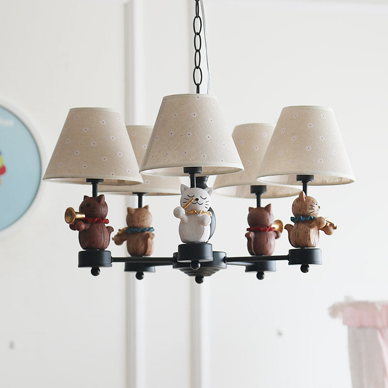 Nordic Style Chandelier with Pet Cat 5 Lights Metal Hanging Light - Rebooters
