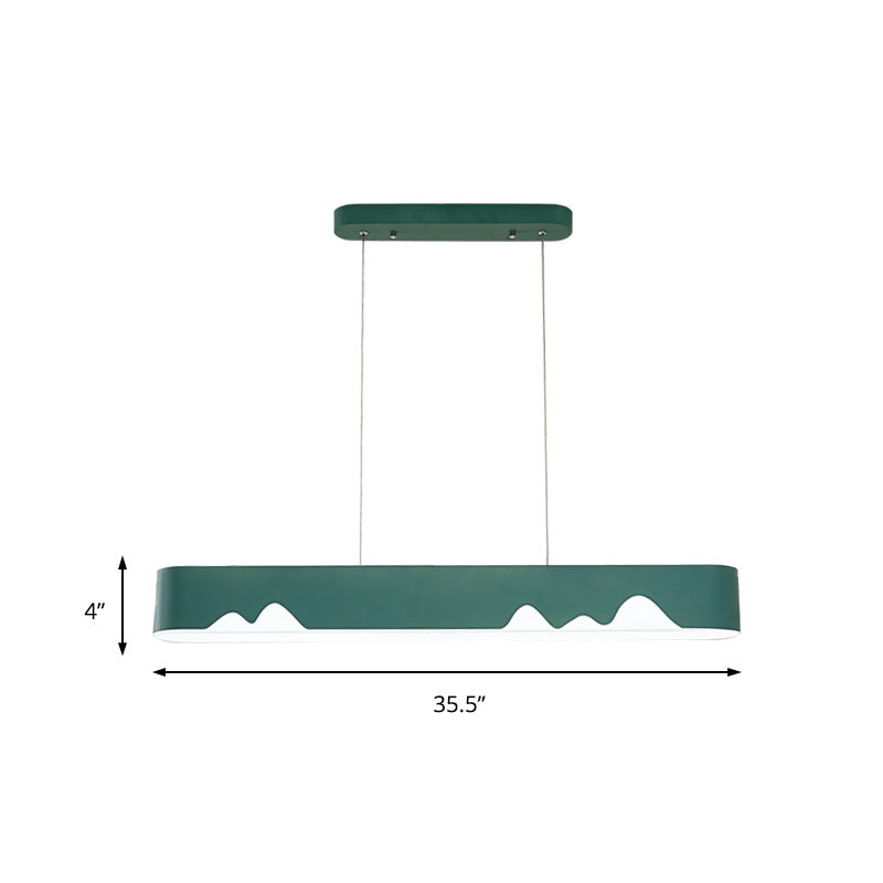 White Black Green Rectangular Linear Chandelier Modern Led Metal Hanging Ceiling Light 35.5 47 Wide - Rebooters