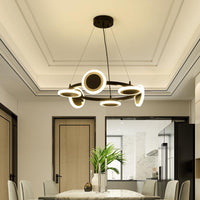 Acrylic Ring Chandelier Pendant Modern 10-Light Black LED Light - Rebooters