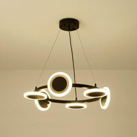 Acrylic Ring Chandelier Pendant Modern 10-Light Black LED Light - Rebooters