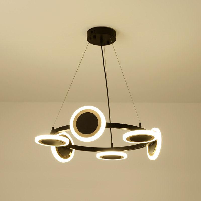 Acrylic Ring Chandelier Pendant Modern 10-Light Black LED Light - Rebooters
