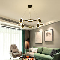 Acrylic Ring Chandelier Pendant Modern 10-Light Black LED Light - Rebooters