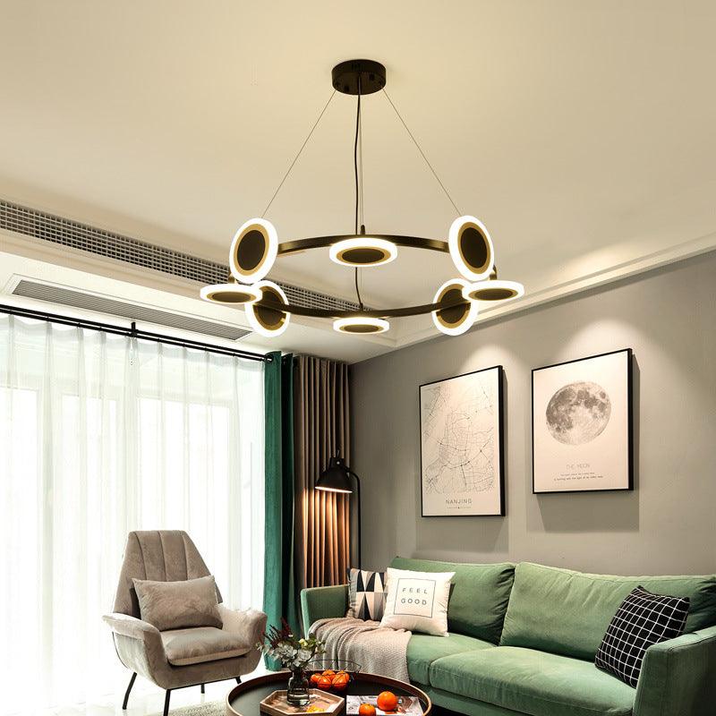 Acrylic Ring Chandelier Pendant Modern 10-Light Black LED Light - Rebooters