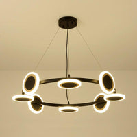 Acrylic Ring Chandelier Pendant Modern 10-Light Black LED Light - Rebooters