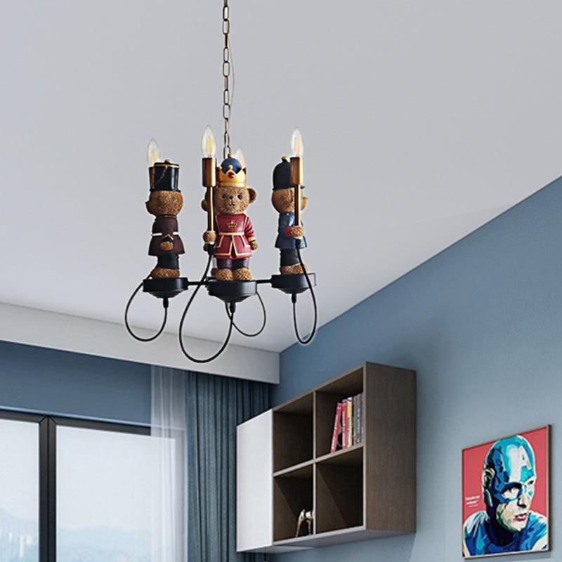 Multi-Colored Toy Bear Chandelier 4 Lights Kids Lamp - Rebooters
