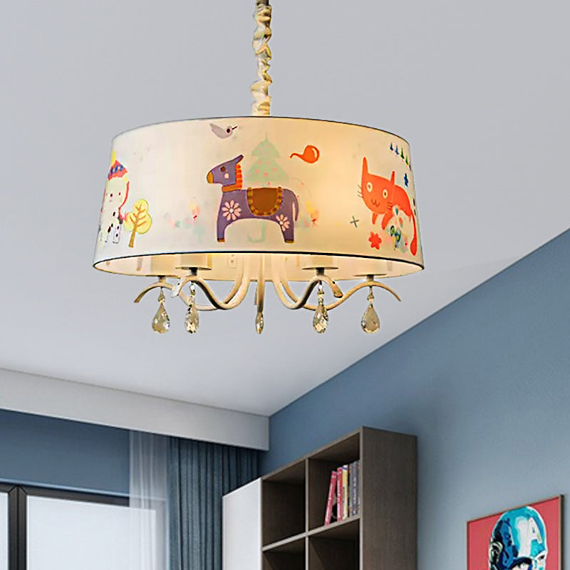 Modern Stylish Drum Chandelier Fabric Metal Lamp for Kids - Rebooters