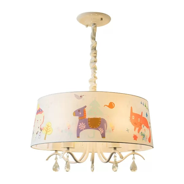 Modern Stylish Drum Chandelier Fabric Metal Lamp for Kids - Rebooters