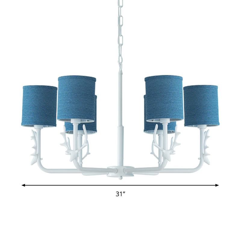 Cylinder Living Room Suspension Light with Antlers Chandelier - Rebooters