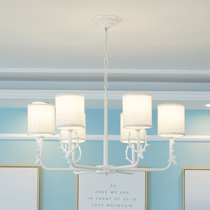 Cylinder Living Room Suspension Light with Antlers Chandelier - Rebooters