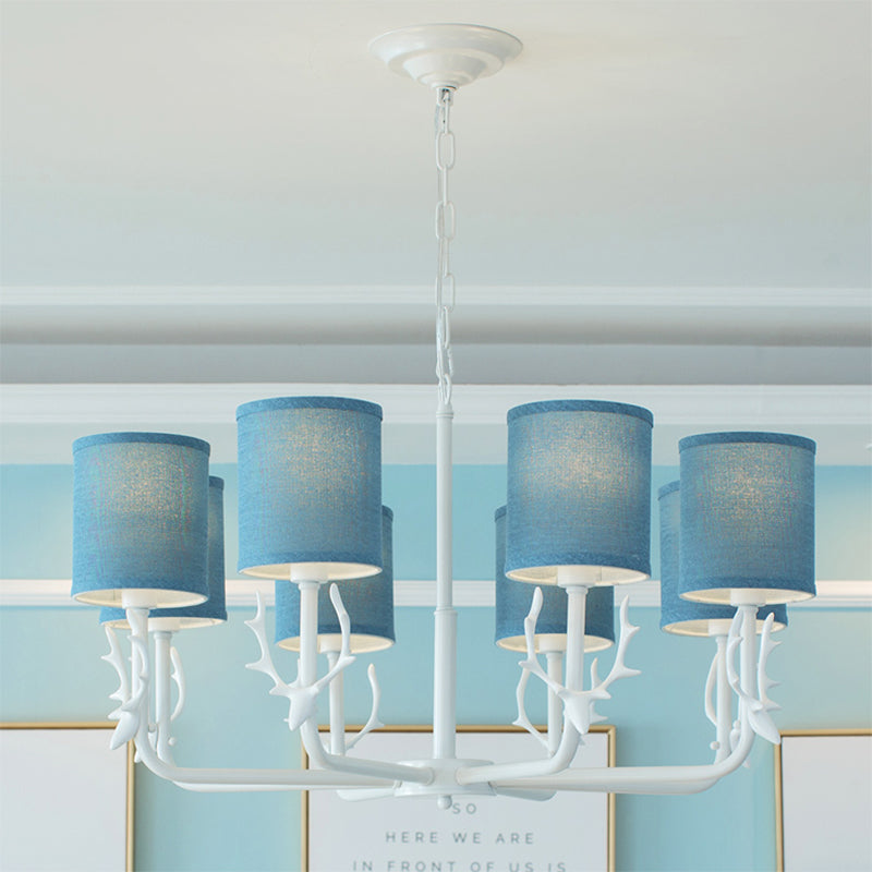 Cylinder Living Room Suspension Light with Antlers Chandelier - Rebooters