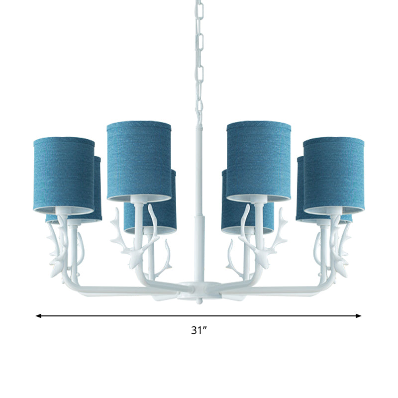 Cylinder Living Room Suspension Light with Antlers Chandelier - Rebooters