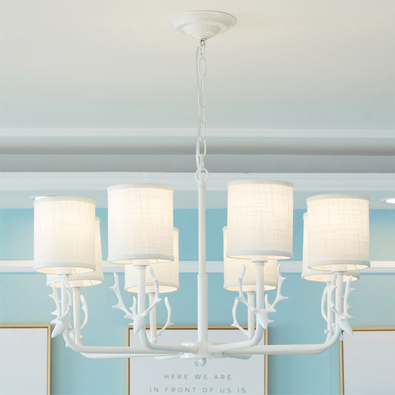 Cylinder Living Room Suspension Light with Antlers Chandelier - Rebooters