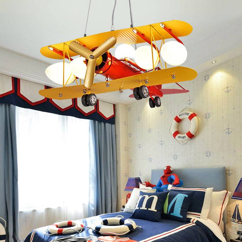 Yellow Plane Shaped LED Ceiling Lighting Cartoon Chandelier - Rebooters