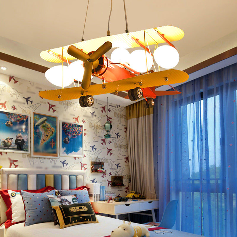 Yellow Plane Shaped LED Ceiling Lighting Cartoon Chandelier - Rebooters