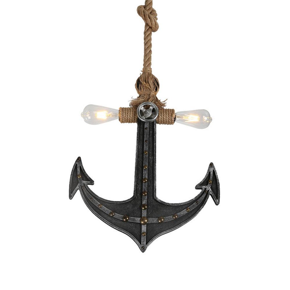 2-Light Exposed Bulb Chandelier Coastal Antique Bronze Pendant - Rebooters