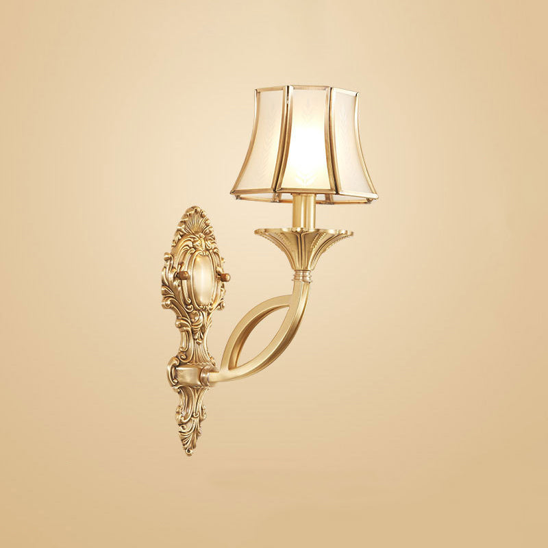 Taper Shaped Patterned Glass Chandelier Lighting Classic Living Room Pendant Light in Gold - Rebooters
