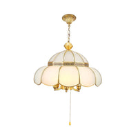6 Bulbs Cream Glass Suspension Light Gold Scalloped Chandelier - Rebooters