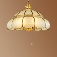 6 Bulbs Cream Glass Suspension Light Gold Scalloped Chandelier - Rebooters