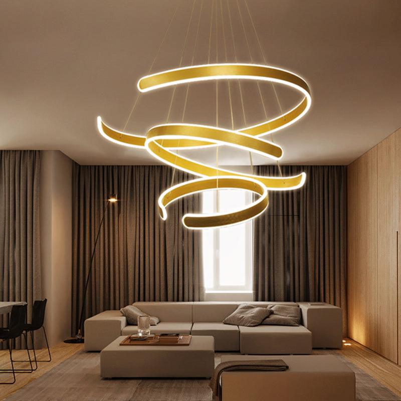 Artistic Curved Shaped LED Suspension Light Aluminum Chandelier - Rebooters