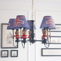 American Style Bear Chandelier 5 Lights Blue Shade Pendant - Rebooters