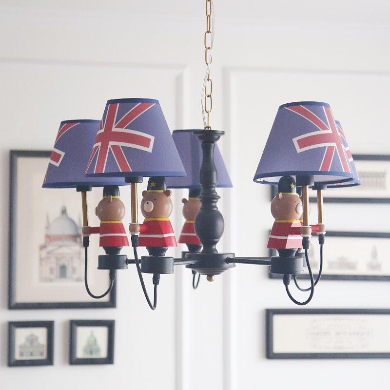American Style Bear Chandelier 5 Lights Blue Shade Pendant - Rebooters